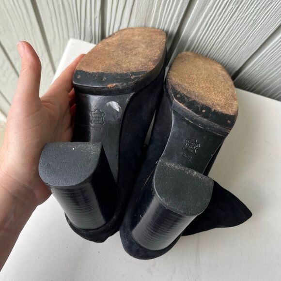 VTG Clergerie Paris Black Suede Platform Ankle Boots Women’s SZ 7.5–8 France - Picture 11 of 11